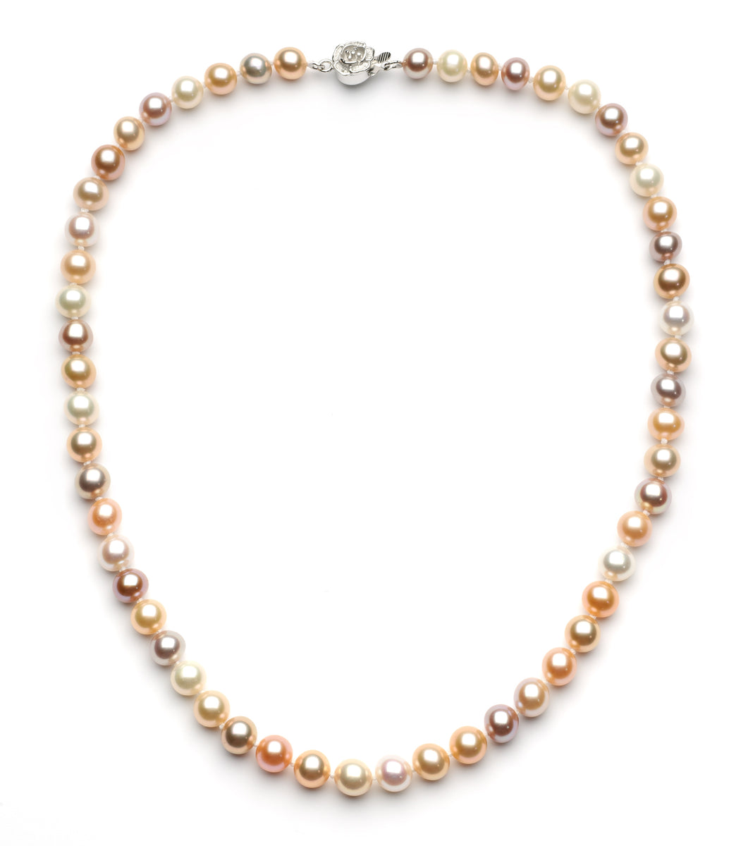 7-8 mm aaa certified multi-colored freshwater pearl necklace with silver or gold  clasp – Dragon King Pearls