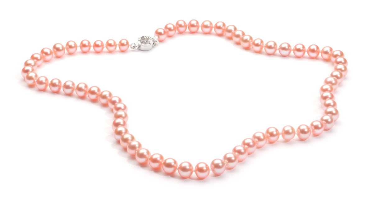 6-7 mm aaa certified pink freshwater pearl necklace with silver or